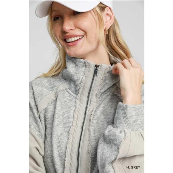 Umgee Two-Way Jacquard Zip-Up Jacket - Picture 6 of 6